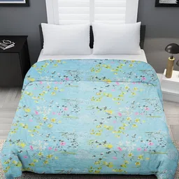 RRC Turquoise Blue Floral Microfiber AC Room 150 GSM Double Bed Comforter-image-9
