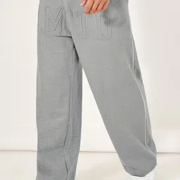 STYLESO Men Oversized Fit Embroidered Corded Open Hem Jogger-picture-4