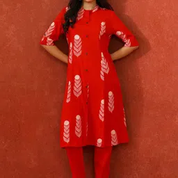 QSH Women Ethnic Motifs Printed Kurta with Trousers-46