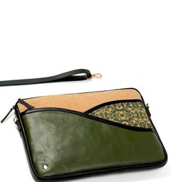 Green Hermitage Unisex Colourblocked Vegan Leather Laptop Sleeve-image-38