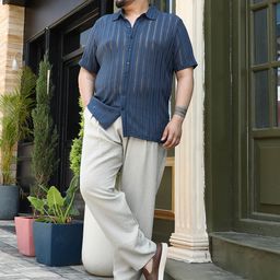 Instafab Plus Vertical Striped Self Design Comfort Relaxed Fit Cotton Shirt-picture-24