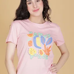 V-Mart Women Graphic Printed Round Neck Cotton T-shirt-picture-12