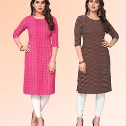 KETAKI FASHION Selection Of 2 Bandhani Printed Round Neck Straight Kurtis-picture-6