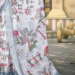 Anouk Rustic Warli Zari Block Print Saree image 3