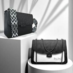 CLARIS JAMES Set Of 2 Self Design Structured Sling Bags-1