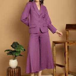 BLANC9 Pure Cotton Notched Collar Long Sleeves Blazer With Palazzos Co-Ords-picture-11