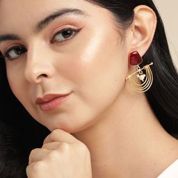 Anouk Gold-Plated Artificial Beads Beaded Contemporary Drop Earrings-8