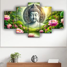 Buddha Colourful Wall Painting For Home Decor Digital Reprint 18 inch x 30 inch Painting-image-125