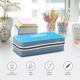 New Mini Lunch Insulated Tiffin, Set of 2, (280 ml Each), With Jacket, Cyan 2 Containers Lunch Box image 2