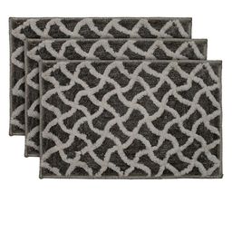 Kuber Industries Set Of 3 Brown & Grey Washable & Non-Slip Velvet Doormats-73