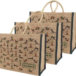 Double R Large Heavy Duty Waterproof Shopping Bags Kitchen Essentials/Grocery Bag/Vegetable Bag/jhola / Carry Bag/thela with Full Handles Best Gift for Diwali Festival (18x11x14.50) Large Pack of 3 Grocery Bags-image-7