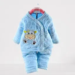 Presents New Born Baby Cotton Cartoon Print 2 Piece Suit Keep Baby Warm Cotton Baby Boys Girls Unisex Baby Fleece/Falalen or Flannel Suit Infant Clothes (Blue 0-3 Months)-10