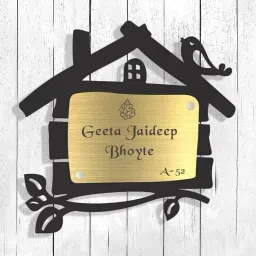 Wooden Black MDF Nameplate Name Plate-15