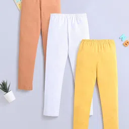 Nino Bambino Girls Pack Of 3 solid Cotton leggings-picture-48