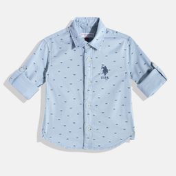 U.S. Polo Assn. Kids Boys Printed Pure Cotton Casual Shirt-image-45