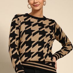 all about you Women Beige & Black Geometric Printed Pullover-image-71