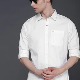 WROGN Men White Slim Fit Solid Casual Shirt-picture-2