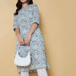 SHOWOFF Floral Printed Cotton Straight Kurta-picture-46