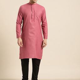 SOJANYA Men Pink Solid Straight Kurta-image-97