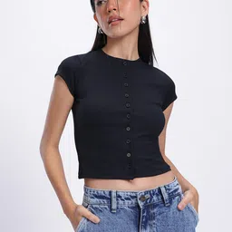 glitchez Rizzy Ribs Front-Open Fitted Crop Top-image-59