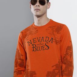The Indian Garage Co Men Rust Orange Printed Sweatshirt-picture-18