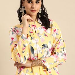 Sangria Women Floral Printed Crepe Kurta-image-59
