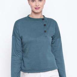 Belle Fille Women Teal Green Solid Sweatshirt-image-96