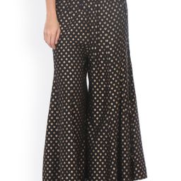 Varanga Women Black Printed Flared Palazzos-image-67