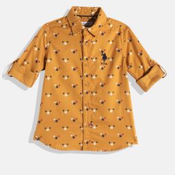 U.S. Polo Assn. Kids Boys Brown Printed Pure Cotton Casual Shirt-image-48