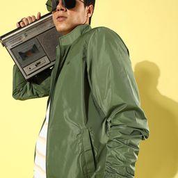 The Roadster Lifestyle Co. Men Olive Green Solid Sporty Jacket-image-43
