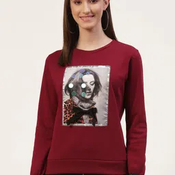 Monte Carlo Women Maroon Printed Sweatshirt-15