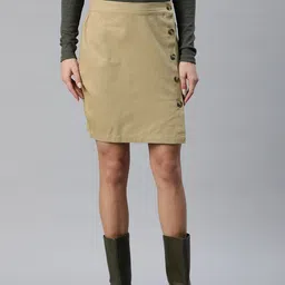 Popnetic Women Solid Cotton Pencil Skirt-picture-3