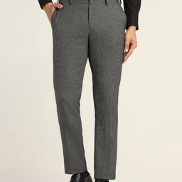 Blackberrys Men Striped Slim Fit Low-Rise Formal Trousers-image-11