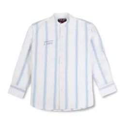 Gini & Jony Kids White & Blue Striped Full Sleeves Shirt-image-90