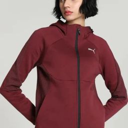 Puma Red Cotton Solid Sports Hoodie-image-85