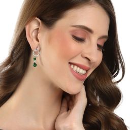Karatcart Green Drop Earrings for Women image 3