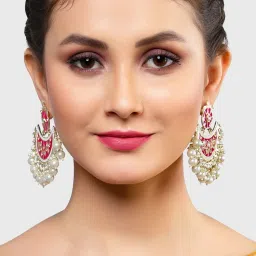 Karatcart Pink Chand Bali Earrings for Women image 3