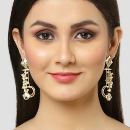 Karatcart Golden Drop Earrings for Women image 3