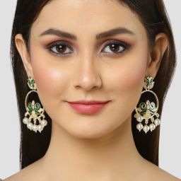 Karatcart Green Drop Earrings for Women image 3