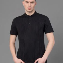 Red Tape Black Regular Fit Self Design Henley T-Shirt-image-53