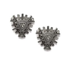 Karatcart Oxidised Silver Stud Earring for Women image 3