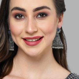 Karatcart Oxidised Silver Blue Stone Floral Design Drop Earring for Women image 3