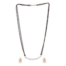 Saraf RS Jewellery Gold Plated White AD Studded Mangalsutra & Earrings Set-image-46