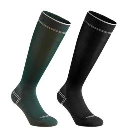 Fouganza by Decathlon Green & Black Blend Textured Socks Pack of 2 ( 5.5-8 - 39/42 )-24