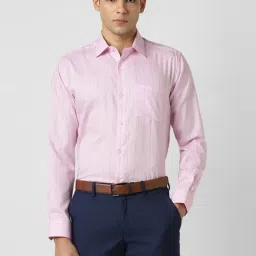 Van Heusen Pink Cotton Regular Fit Striped Shirt-picture-31