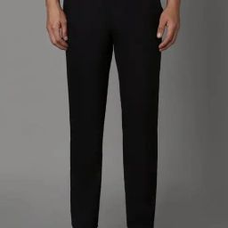Louis Philippe Black Slim Fit Self Pattern Trousers-image-82
