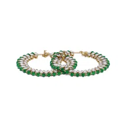 Zaveri Pearls Green Beads Traditional Kundan Payal-ZPFK9153-image-41