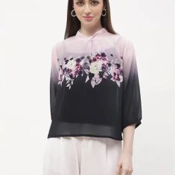 MADAME Black & Lavender Floral Print Top-image-80