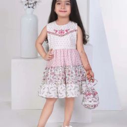 Peppermint Girls Cream Linen Floral Dress-picture-48