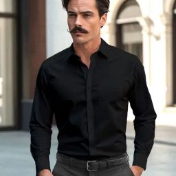 THE FORMAL CLUB Raven Black Regular Fit Plain Shirt-image-51